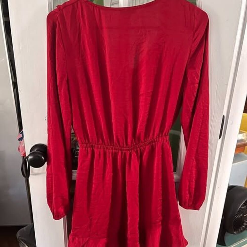 Express Red Ruffle Wrap Dress Size Small - Picture 5 of 5